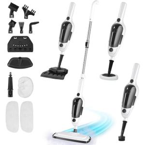 11-in-1 Steam Mop, Powerful Handheld Steam Cleaner for Home with 23FT Cord &15.2 OZ Water Tank, 3 Steam Modes MultiPurpose Steam Mop for Hardwood Floors, Clothes, Tile, Windows, Carpet (white)