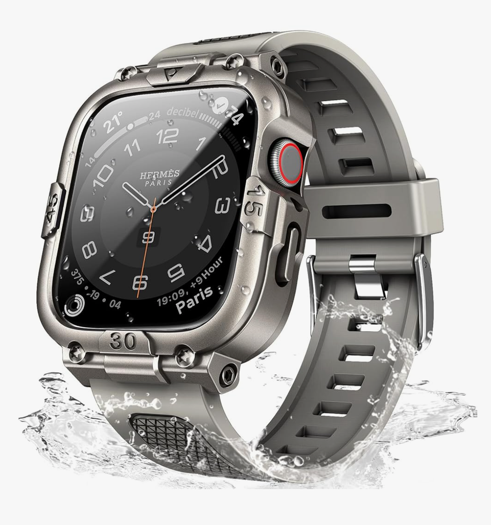 Mosonio Sport Rugged Case with Band for Apple Watch Band 46mm 45mm 44mm 42mm (S10)41mm 40mm, Light TPU Bands with Cover and Screen Protectors for Men, Waterproof Strap for iwatch Series 10 9 8 7 6 5 4 SE