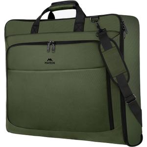 MATEIN Travel Garment Bag, Large Convertible Carry On Suit Bag with Adjustable Shoulder Strap, Waterproof 2 in 1 Hanging Luggage for Men Women, Foldable suitcase for Business Trips, Green