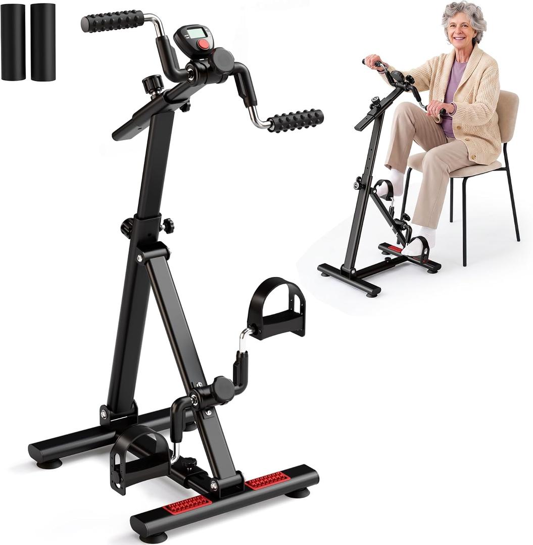 Pedal Exerciser for Seniors, Arm Leg Elbow and Knee Elderly Exercise Equipment, Full Body Home Physical Fitness Trainer, Low Impact Seated Workout Machine