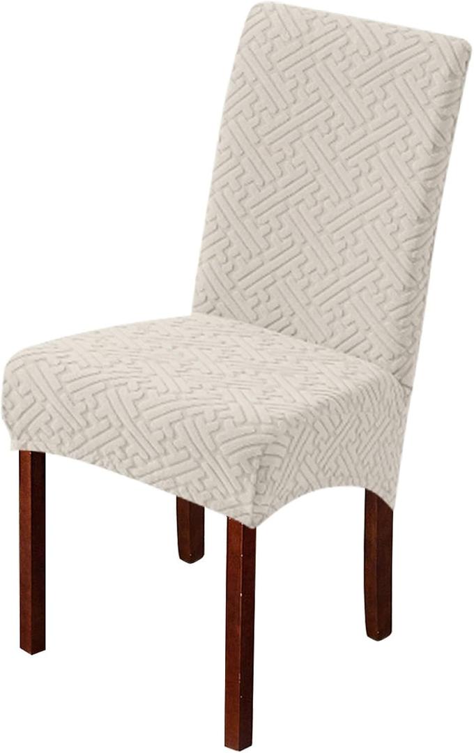 High Back Chair Cover Dining Chair Slipcovers Washable Back Chair Protectors Covers for Kitchen Dining Room Chair Covers Set of 2/4/6/8 (Beige)