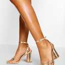 Women's Block High Heels Square Toe Heeled Sandals Ankle Strap Shoes, 6