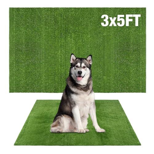 GLOBREEN Artificial Grass for Dogs Potty, 3FTx5FT Puppy Grass Pee Pad, Indoor Outdoor Pets Turf Fake Grass Rug for Balcony Patio
