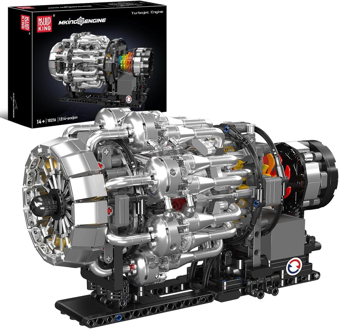 Mould King 10216 Turbojet Engine Building Sets, Mechanical Aviation Aircraft Engine Model Kit That Runs, Build Your Own STEM Model Engine, Gift for Age 14+/Adult Collections Enthusiasts (1214+ PCS)