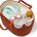 Natemia Rope Diaper Caddy Organizer Nursery Storage Basket with 3 Compartments for Breast Pump Storage, Diapers, Wipes & Toys Portable Tote and Gift Bag for Registry and Newborn Essentials