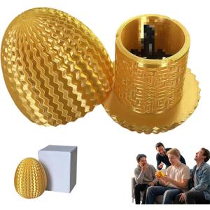 The Middle Funny Finger Easter Egg for Adults, Easter Basket Stuffer for Adults, Annoying Gift Box with Finger, Hardest 3D Printed Puzzle Trap (Gold)
