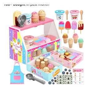 INNOCHEER Ice Cream Toy, Wooden Ice Cream Play Set, Pretend Play Kitchen Toys, Ice Cream Toys for Toddlers, Ice Cream Shop Playset Play Store, Gifts Toys for 3 4 5 6 7 8+ Year Old Girls Boys