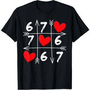 Six Seven 67 Meme 6 7 Valentines Day Heart Men Women Kids T-Shirt (Black, Small)