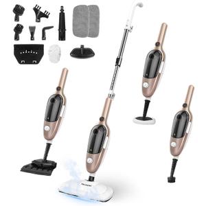 Steam Mop - All-in-one Powerful Handheld Steam Cleaner Detachable Floor Steamer with 11 Accessories, MultiPurpose Steamer for Hardwood Floors, Clothes,Windows,Tiles,Carpet, Whole Home Use(Rose Gold)
