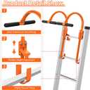 2 Pack Ladder Hooks for Roof Ridge with Wheel,Heavy Duty Ladder Roof Hook with Rubber Grip T-Bar,Upgrade Load-Bearing Steel Bars Extension Ladder Stabilizer for 500 lbs Weight (Patent Pending)