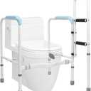 665lbs Toilet Safety Rail - Medical Grade Heavy Duty Bariatric Support Frame - No-Drill Stand Assist with Vacuum Suction Cup & Foam Handles - Adjustable Height & Width for Seniors, Post-Surgery