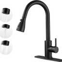 Kitchen Faucet with Pull Down SprayerStainless Steel Single Handle Kitchen Faucet1/3 Hole, Deck Plate IncludedSuitable for farmhouses, Campers, Laundry Rooms, RVs, and Bars(Black)