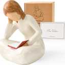 Cuayaes Reading Thinker Statue Book Lover Gifts for Women Readers, Graduates, Students, Teachers, Bookshelf Decor Aesthetic Sculpture Home Decor for Shelves Desk Office Living Room
