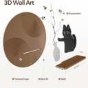 3D Textured Round Cat Wall Art, Modern Minimalist Wall Decor, 24x24 Inch