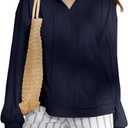 KFUBUO Women's Oversized Sweatshirt V Neck Long Sleeve Pullover Hoodie 2025 Fall Fashion Sweatshirts (Blue, XXL)