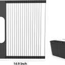 Roll Up Dish Drying Rack Over Sink, 17.5" x 15.2" Foldable SUS304 Stainless Steel Kitchen Dish Drainer, Heat-Resistant Multipurpose Rolling Sink Rack Organizer,Black, Black17.5" X 15.2"