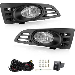 Fog Lights for 2003 2004 2005 Accord 2DR Clear Fog Light Kit with Wiring Harness& Switch Driving Bumper Light
