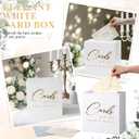 Ripeng Acrylic White Wedding Card Box with Lock Transfers Sticker Mirror Gold Acrylic Cards DIY Card Boxes for Wedding Decoration, Money Box for Bridal Baby Shower Party Reception Anniversary