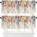 Watercolor Eucalyptus Window Valances, Green Leaves Valances for Windows Treatment Decorations, Rod Pocket Privacy Decorative Curtain Valance for Bathroom Bedroom Living Room, 54 X 18 in, 1 Panel