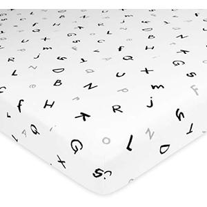 American Baby Company 100% Natural Cotton Fitted Mini Crib Sheet 38" x 24" - Soft & Breathable Small Nesting Portable Crib Sheet, Fits Pack N Play Mattresses, Alphabet, for Boys & Girls