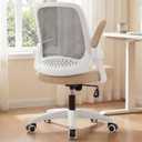 NEO CHAIR Office Desk Gaming Ergonomic Computer Chair with Lumbar Back Support Adjustable Height Swivel Rolling Wheels Flip-up Arms Mesh Chair for Home Vanity (Beige)