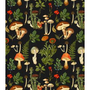 Peel & Stick Mushroom Mural - Black Boho Wallpaper Peel and Stick Waterproof Vinyl for Bathroom & Bedroom Contact Paper (Black, 17.7"x118.11")