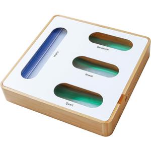 KitchenEdge 4-Slot Bag Organizer, Wall Mountable, Bamboo