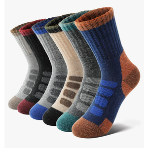 Anlisim Kids Merino Wool Hiking Socks Boys Girls Toddlers Thermal Winter Warm Boot Thick Cushion Gift Socks 6 Pairs 4-7 Years