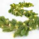 Christmas Pine Garland, 6Ft Realistic Cedar Artificial Cypress Garland for Holiday Mantel Fireplace Table Centerpiece Home Decoration