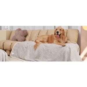Luciphia Waterproof Pet Blanket, Liquid Pee Proof Dog Blanket for Sofa Bed Couch, Reversible Sherpa Fleece Furniture Protector Cover for Small Medium Large Dogs Cats, Grey Beige XLarge（85" x 57"）