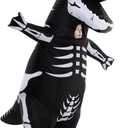 ZPISF Inflatable Skeleton Dinosaur Costume for Kids, Full Body Skeleton T-Rex Blow Up Costume with LED Light Eyes, Perfect for Halloween Parties