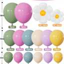 Daisy Balloon Arch Garland Kit, 152 Pcs Pastel WildFlower Balloons Arch Kit in Pink, Green, Purple, Blue, Yellow and Beige for Baby Shower, Spring Daisy Theme Birthday Decorations