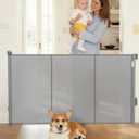 Reinforced Retractable Baby Gate, Extra 38" Tall, Extends up to 63" Wide, Hardwared Installation Mesh Gate for Stairs, Dog Gate, Child Pet Gate for Stairs, Doorways, Hallways, Indoo (Gray)