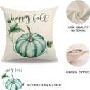 Fall Decorative Throw Pillow Covers,Autumn Pumpkin and Buffalo Check Plaid Design 18x18 Inch Cushion Cases 2Pack Happy Fall Harvest Farmhouse Home Pillowcases for Autumn Thanksgiving(Blue/Green)