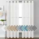 H.VERSAILTEX White Sheer Linen Curtains for Living Room 84 inches Long Bedroom Curtains 2 Panel Sets Grommet Semi Sheer Elegant Soft Light Filter Window Treatments Curtain, White