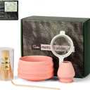 Sisher Pink Matcha Whisk Set - 5 Piece Ceramic Japanese Matcha Tea Set with Bamboo Whisk (Chasen), Bowl (Chawan), Holder & Scoop - Cute Matcha Making Starter Kit & Tea Gifts for Women