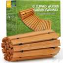 RELIANCER 6' Wooden Garden Pathway,Outdoor Roll Out Cedar Curved Walkway,Patio Path Decorative Garden Boardwalk Walkways,Weather-Resistant Roll Up Beach Wood Road Floor,Wedding Party Pathways