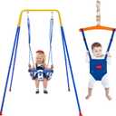 3 in 1 Toddler Swing & Jumper, Baby Swing & Bouncer for Outdoor Indoor Play, Baby Bouncer Jumper with Safety Seat, Foldable Metal Stand (Swing & Jumper Set)