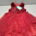 Glamulice Christmas Flower Girls Sparkle Tulle Dress Vintage Dresses Kids Holiday Party Photo Shoot Ball Gown, Red, Size 5-6 Years