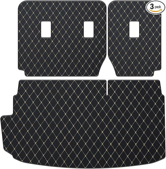 TTX LIGHTING Cargo Liner and Rear Backrest Mat for 2018-2023 Chevy Traverse - Custom Fit PU Leather Cargo Liner and Rear Backrest Protector - All Weather Waterproof Cargo Mats