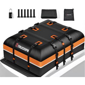 Truckiipa Car Rooftop Cargo Carrier Bag, 20 Cubic Feet Waterproof Roof Cargo Carrier Bag, Soft Shell Car Top Cargo Box for All Vehicles with/Without Racks, Anti-Slip Mat, Door Hooks, Luggage Lock