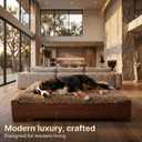 GLOSSGODS Elevated Wood Dog Bed Frame with Foam Mattress, WalnutPattern, XL