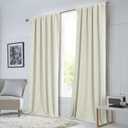 CUCRAF Linen 100% Blackout Curtains 96 Inch Length 2 Panels Set, Back Tab and Rod Pocket Curtain for Living Room Bedroom, Room Darkening Window Drapes Thermal Insulated, (52x96 inch, Light Beige)