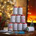 Fainne 24 Set/48 Pcs Christmas Crafts Christmas DIY Color Your Own Can Covers Can Sleeve Cooler Crafts Beer Cover DIY Craft Gifts for Xmas Beer Beverages Cans Bottles Holiday Party Gift Supply