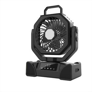 20000mAh Rechargeable Camping Fan with Light,5 Speeds, Auto Oscillating, Timer, LED Digital Display, 90Pivot with Hanging Hook for Camping, Power Outage, Hurricane, Jobsite (no solar panel)(Black)