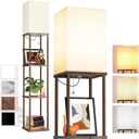 addlon Floor Lamp with Shelves, 4-Tier Modern Shelf Floor Lamp with 3CCT LED Bulb, Display Lamp for Living Room, Bedroom and Office - Brown (Vintage)