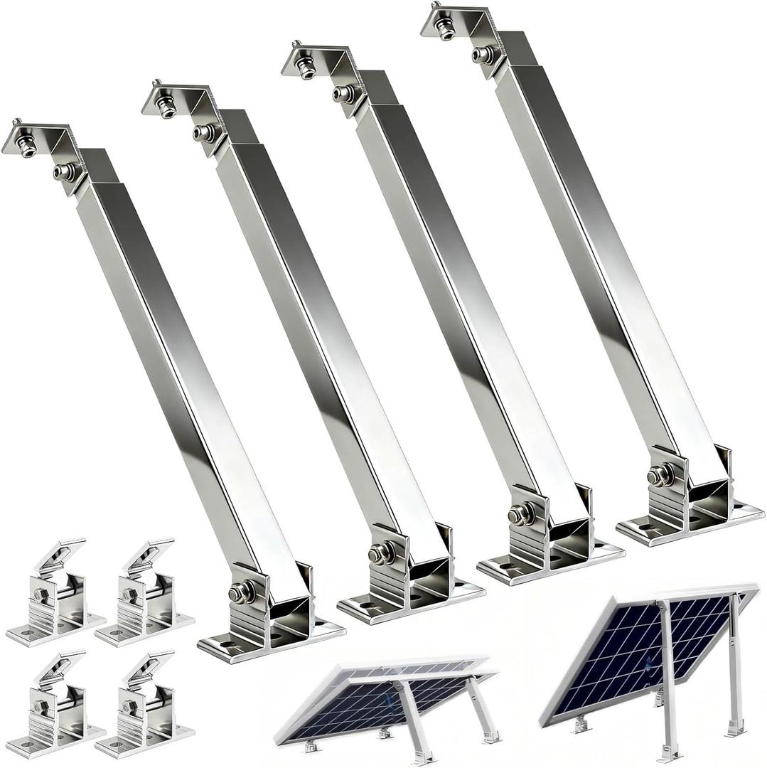 GCCSJ 2 Sets Solar Panel Mounting Brackets, 14-27 inch Adjustable Solar Panel Tilt Mount Brackets, Aluminum Alloy Solar Panel Mounting Kit Suitable for 100-450W Solar Panels for RV Roof Boat Camping