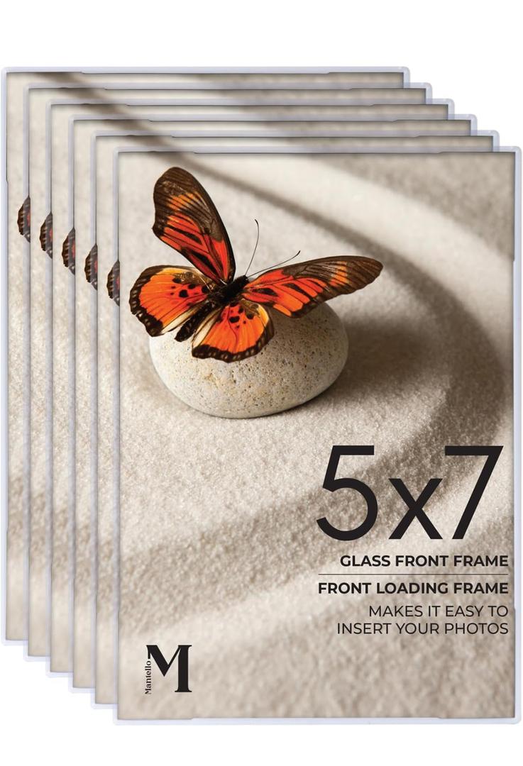 Mantello Clear Acrylic Frame - 5x7 Acrylic Picture Frames, Set of 12 - Modern, Minimalist Front-Loading Photo Frame - Wall Mount or Desktop Stand - for Home, Office, or Business Display,12-Pack