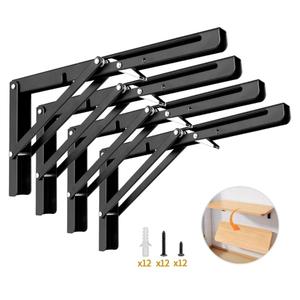 Yarssihha 12 Inch Folding Shelf Bracket, 4 Pack Heavy Duty Wall Mounted Foldable Brackets, Space-Saving Metal Collapsible Shelf Brackets, Max Load:180lbs