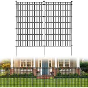 10 Panels No Dig Garden Fence Animal Barrier, 44in(H) 23.6ft(L) Decorative Metal Outdoor Dog Fence, Rustproof Pet Fencing for Yard, Patio, Flower Bed -Temporary Fencing| Easy to Install